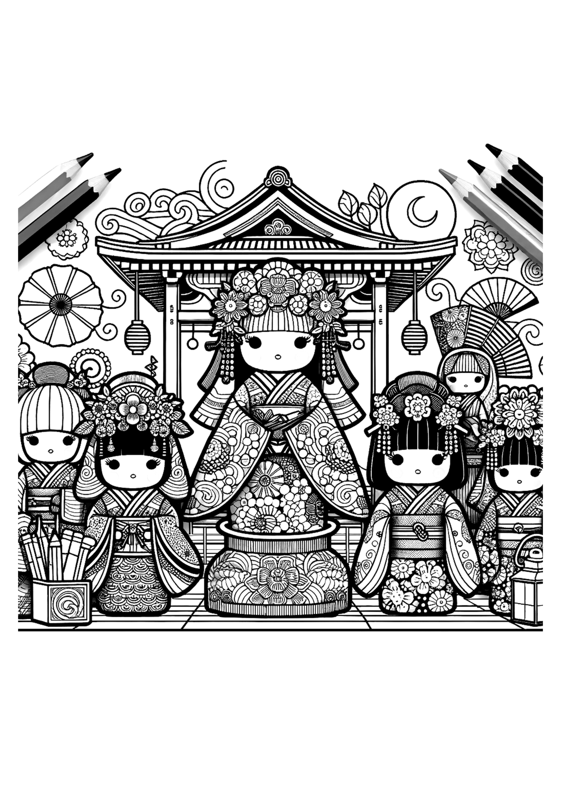 ひな祭りの塗り絵