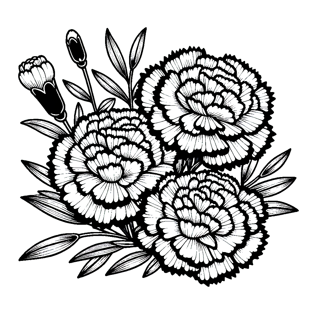 カーネーションの塗り絵
