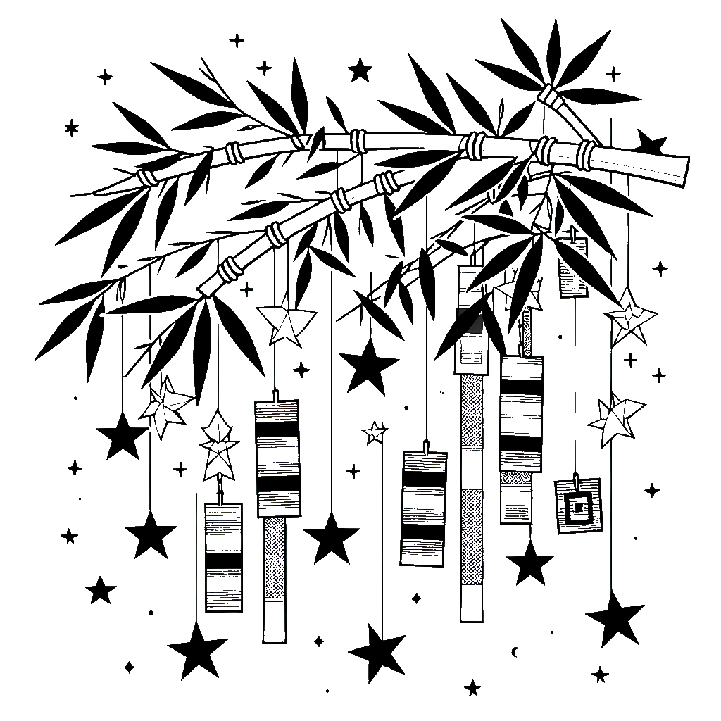 七夕・短冊の塗り絵